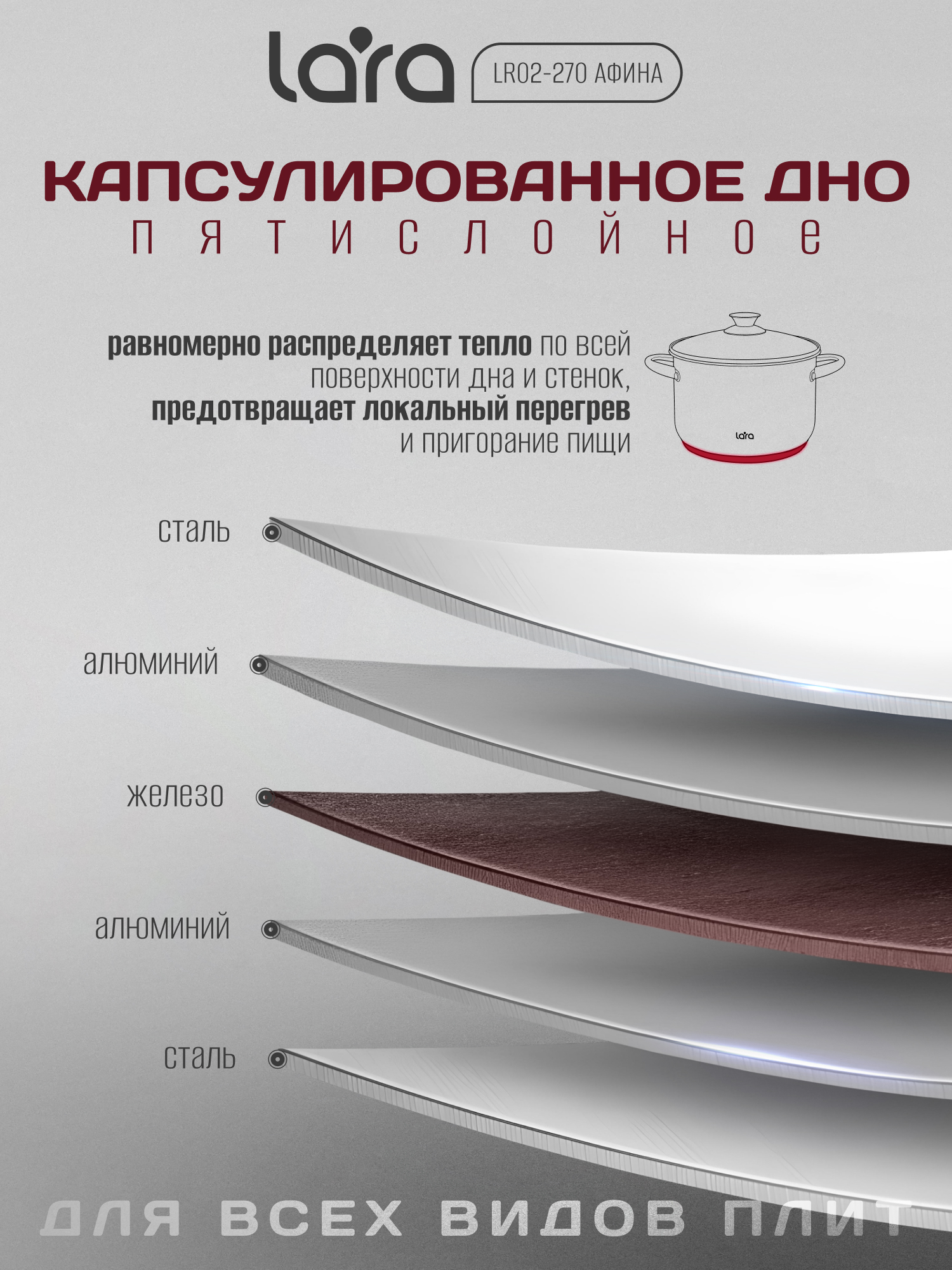 Кастрюля LARA LR02-270 Афина - фото 4