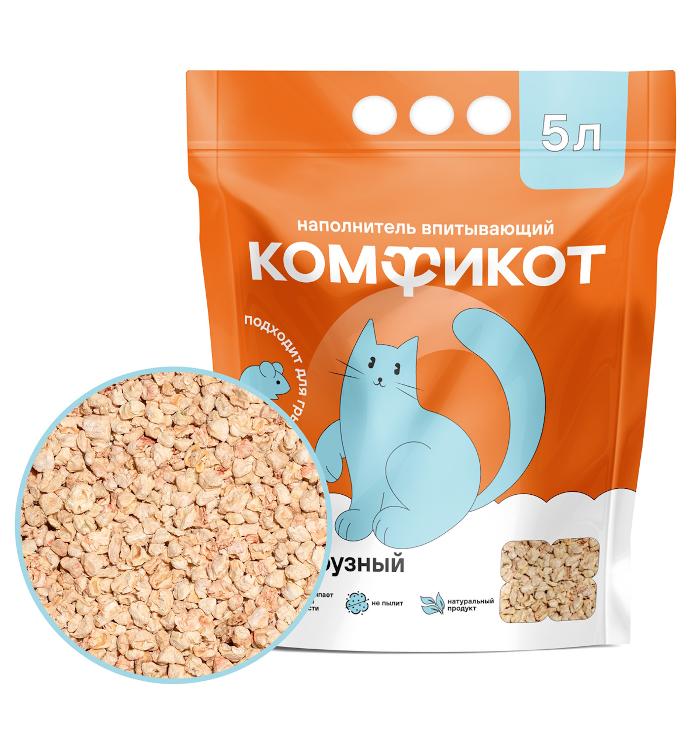 Наполнитель КОМФИКОТ 5 л 1.75 кг впитывающий, растительный - фото 1