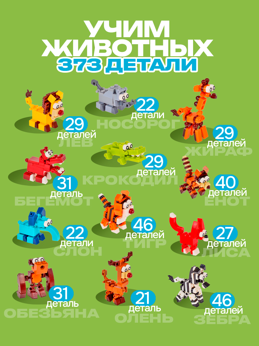 Конструктор Blockformers набор зоопарк 12 шт. из мини-блоков - фото 3