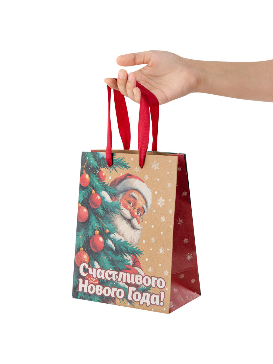 Пакет подарочный новогодний Золотая сказка пакетики для подарков и сладостей набор 4 штуки крафт - фото 12