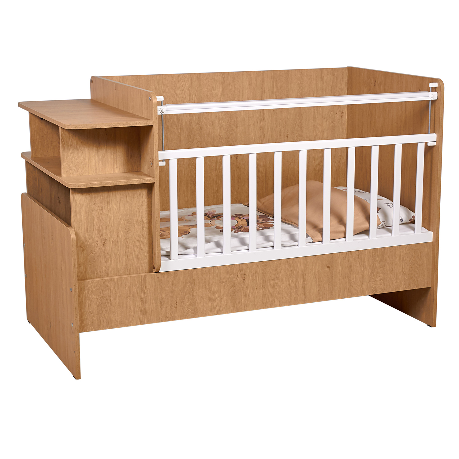 Детская кроватка Polini kids Ameli прямоугольная, без маятника (белый, дуб сонома) - фото 16