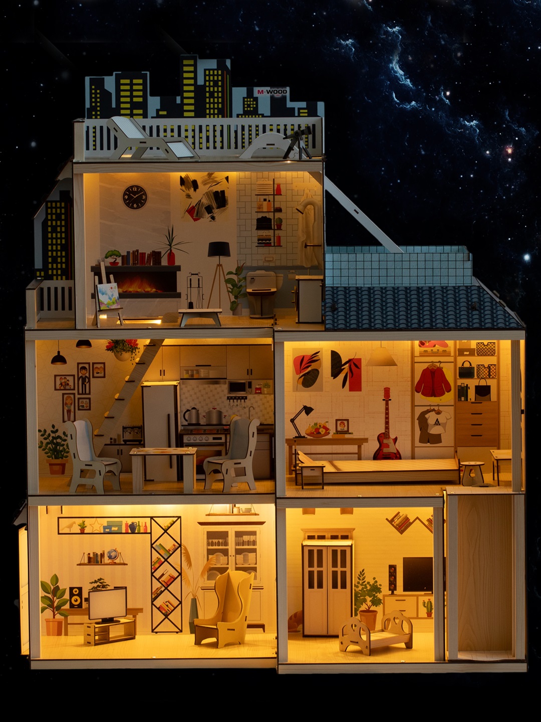 Домик для кукол M-WOOD 115 см с мебелью 3037 - фото 2