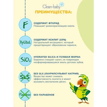 Зубная паста Clean-baby с фтором Клубника