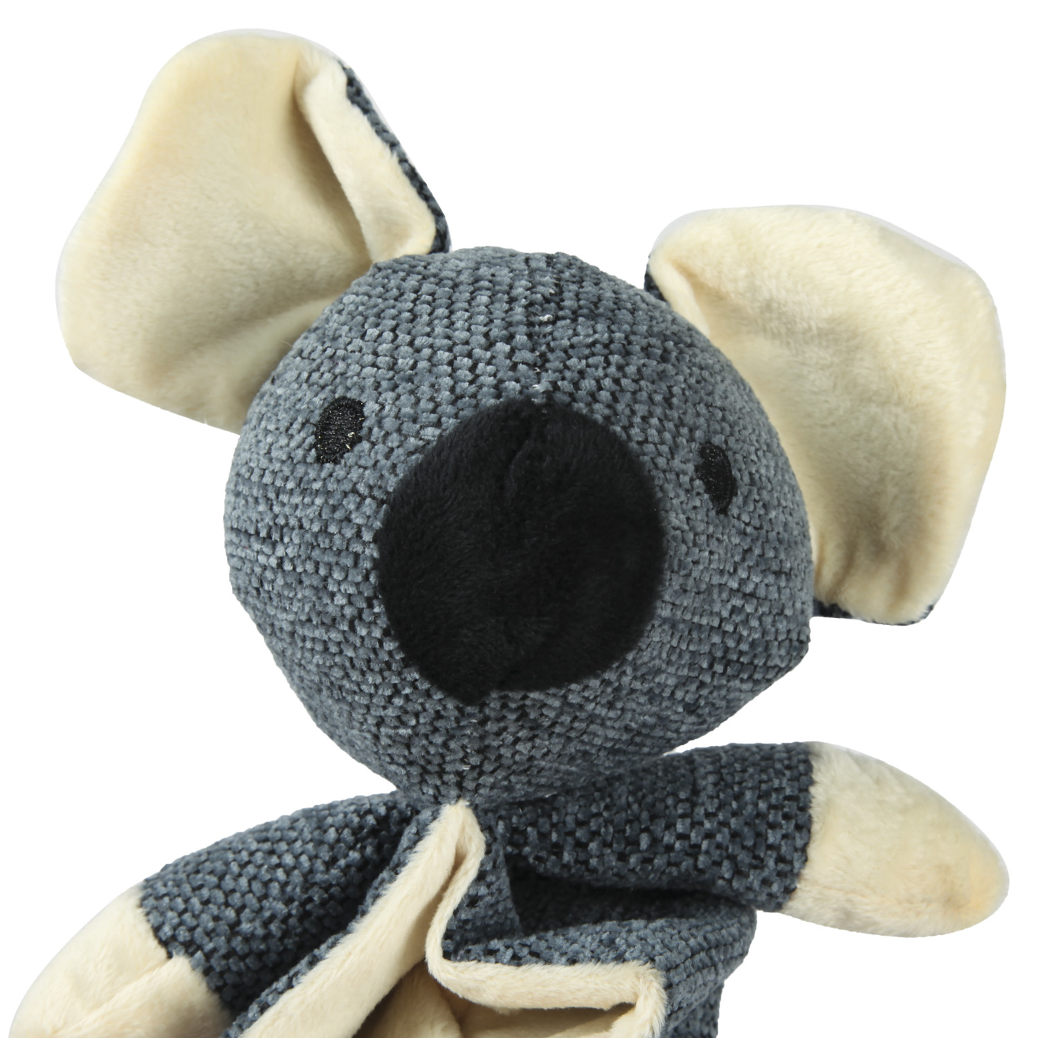 Игрушка для собак Barbaks Коала Никола шуршащая с карманами под лакомства пищит 26см Серая - фото 4