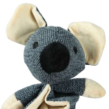 Игрушка для собак Barbaks Коала Никола шуршащая с карманами под лакомства пищит 26см Серая