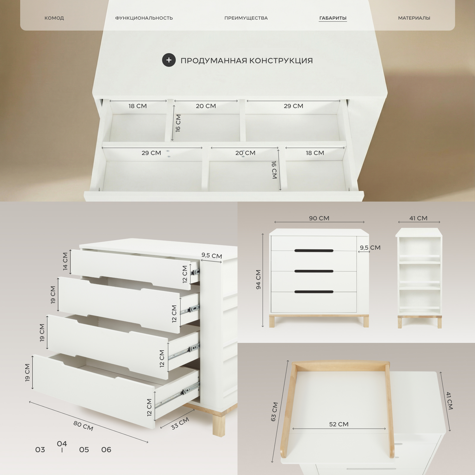 Комод пеленальный Rant INDY (белый) - фото 4
