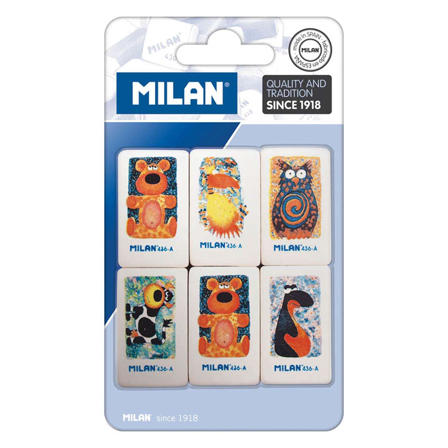 Ластик MILAN Звери 6 шт. - фото 1