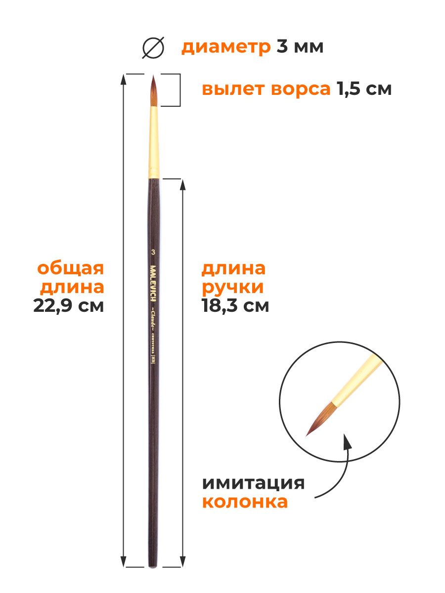 Кисть Малевичъ 3 шт. (синтетика) - фото 2