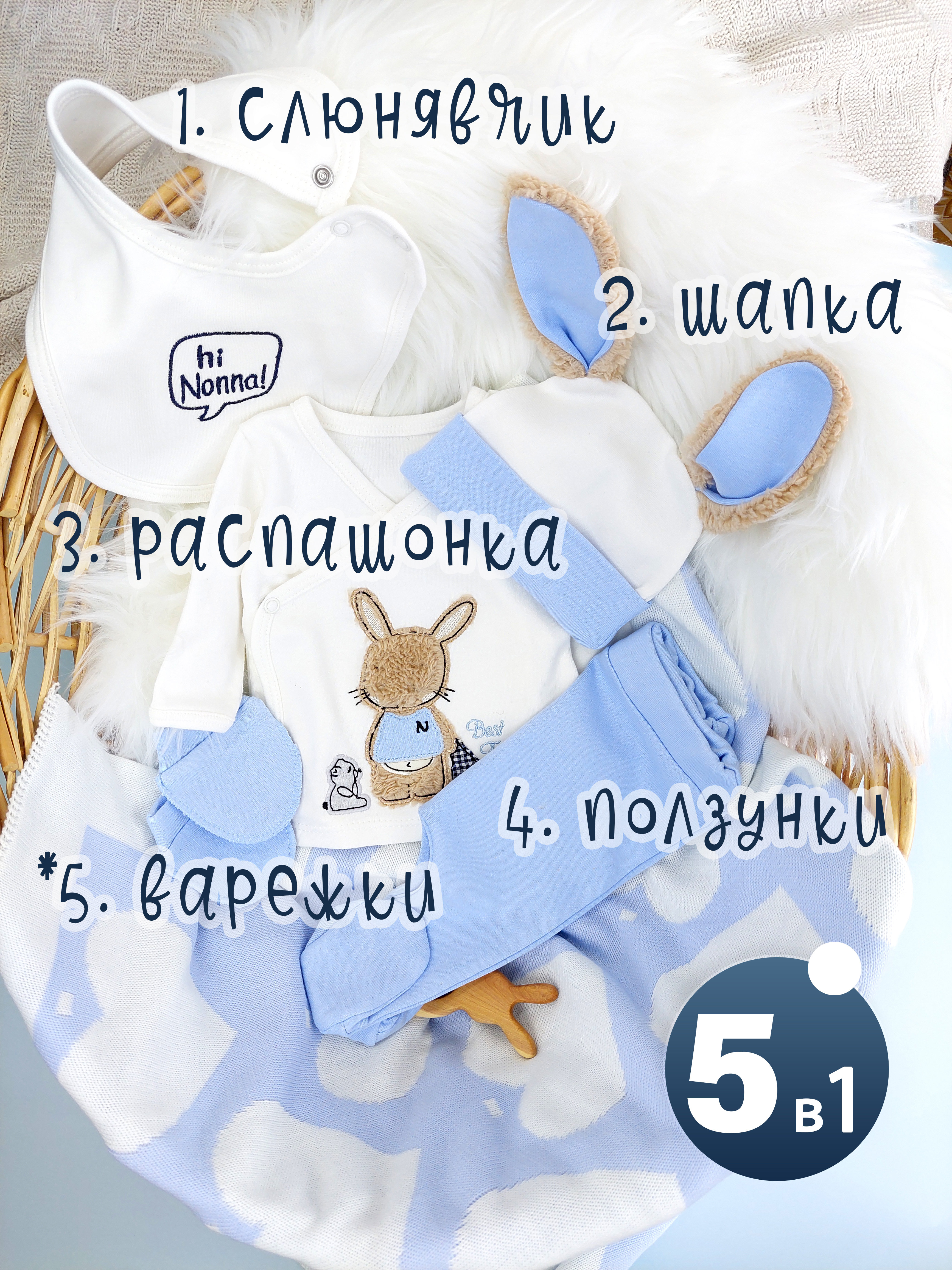 Комплект на выписку Nonna Baby KDT-DM-GRBL-3 - фото 3