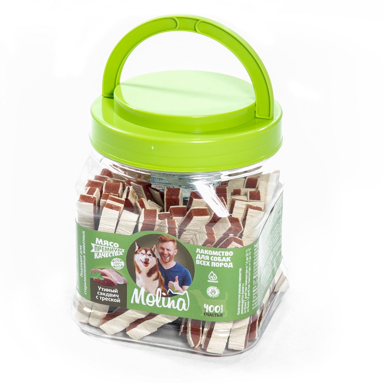 Лакомство для собак Molina Утиный сэндвич с треской 400г - фото 1
