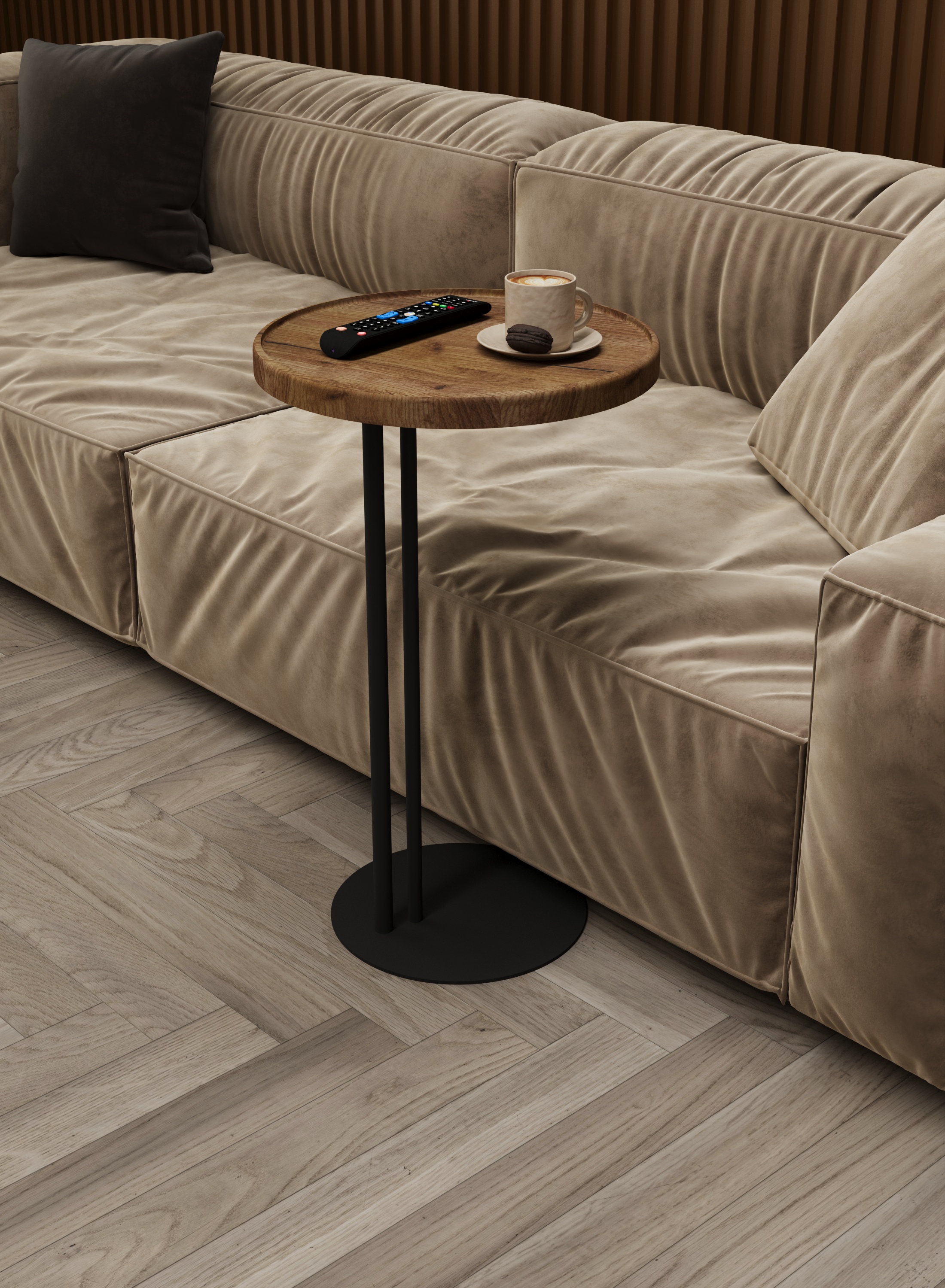 Стол журнальный SLINE Кальяри вяз браун черный - фото 1