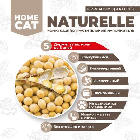 Наполнитель HOMECAT 5 л комкующийся, растительный