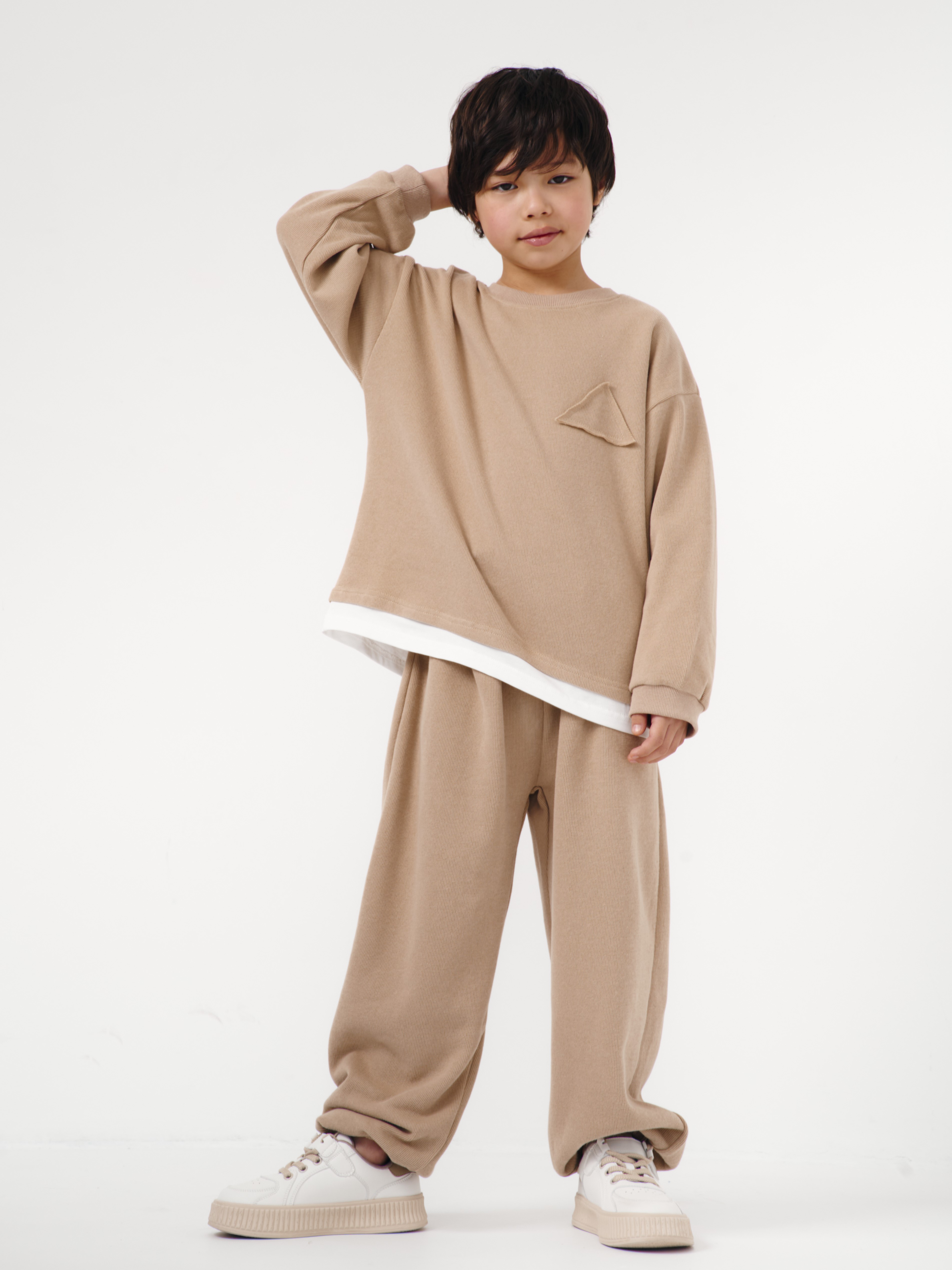 Костюм спортивный OZITI KIDS ok010235/бежевый - фото 3