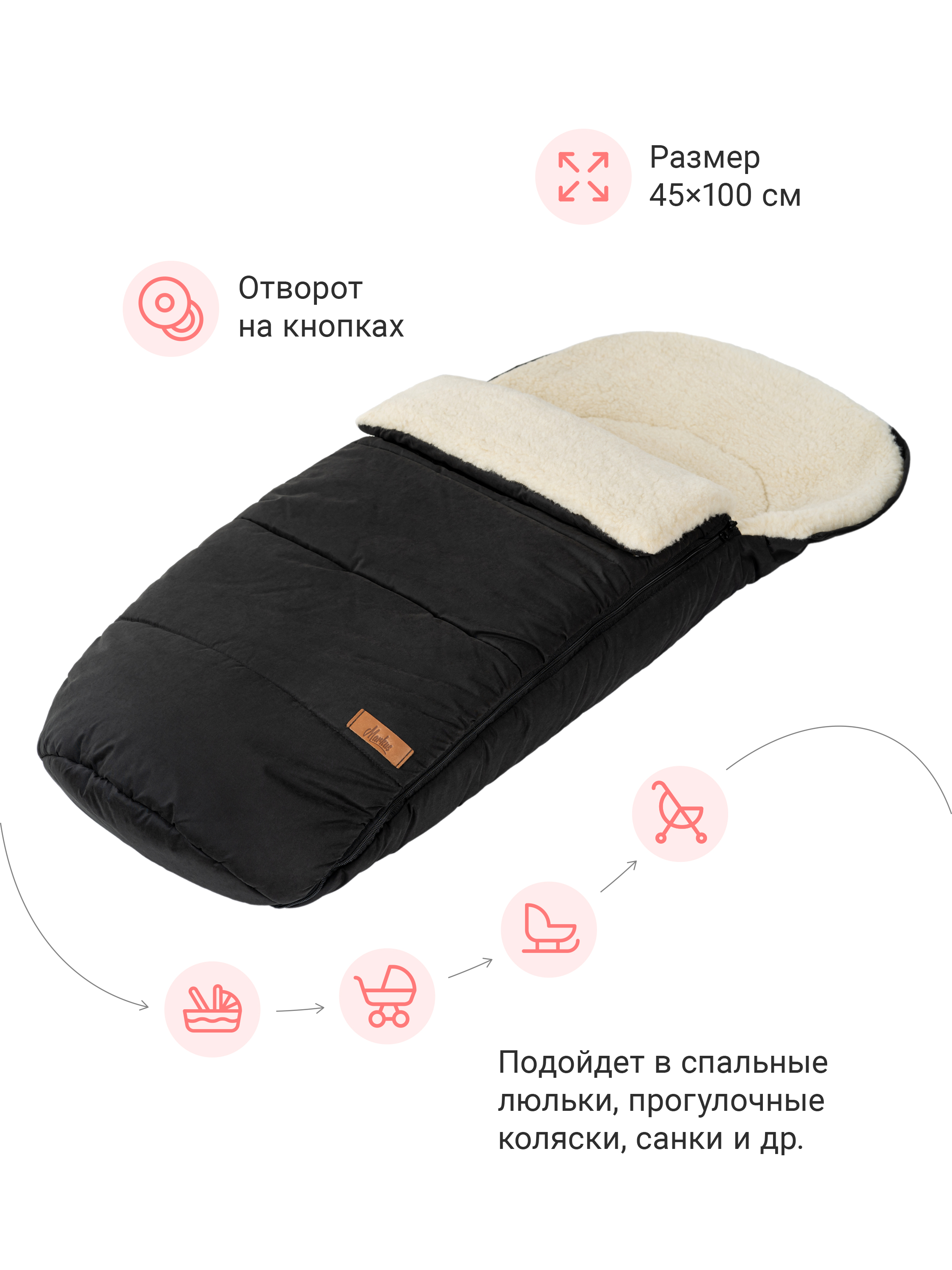 Зимний прогулочный конверт в коляску Huge Basic - фото 4