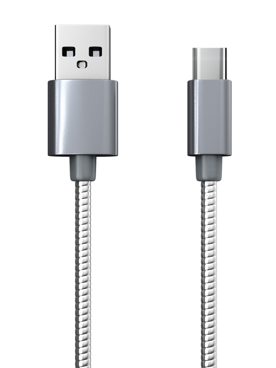 Дата-Кабель RedLine S7 USB – Type-C металлическая обмотка серебристый - фото 3