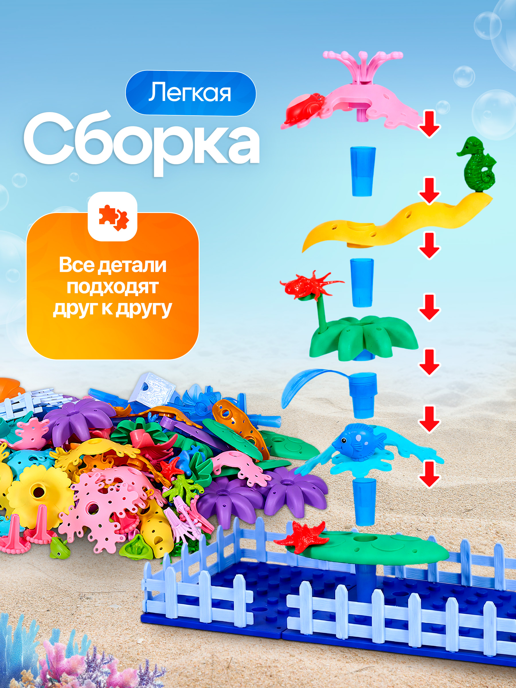 Конструктор SAYFUN toys Пластиковый конструктор 220 дет. - фото 6