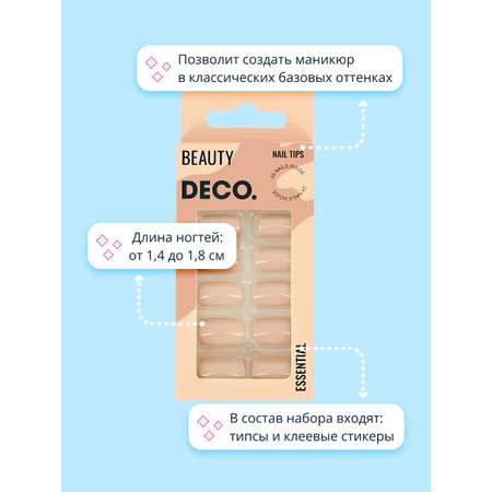 Накладные ногти DECO. Essential creme 24 шт + клеевые стикеры 24 шт