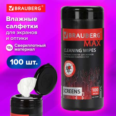 Влажные салфетки Brauberg 100 шт.