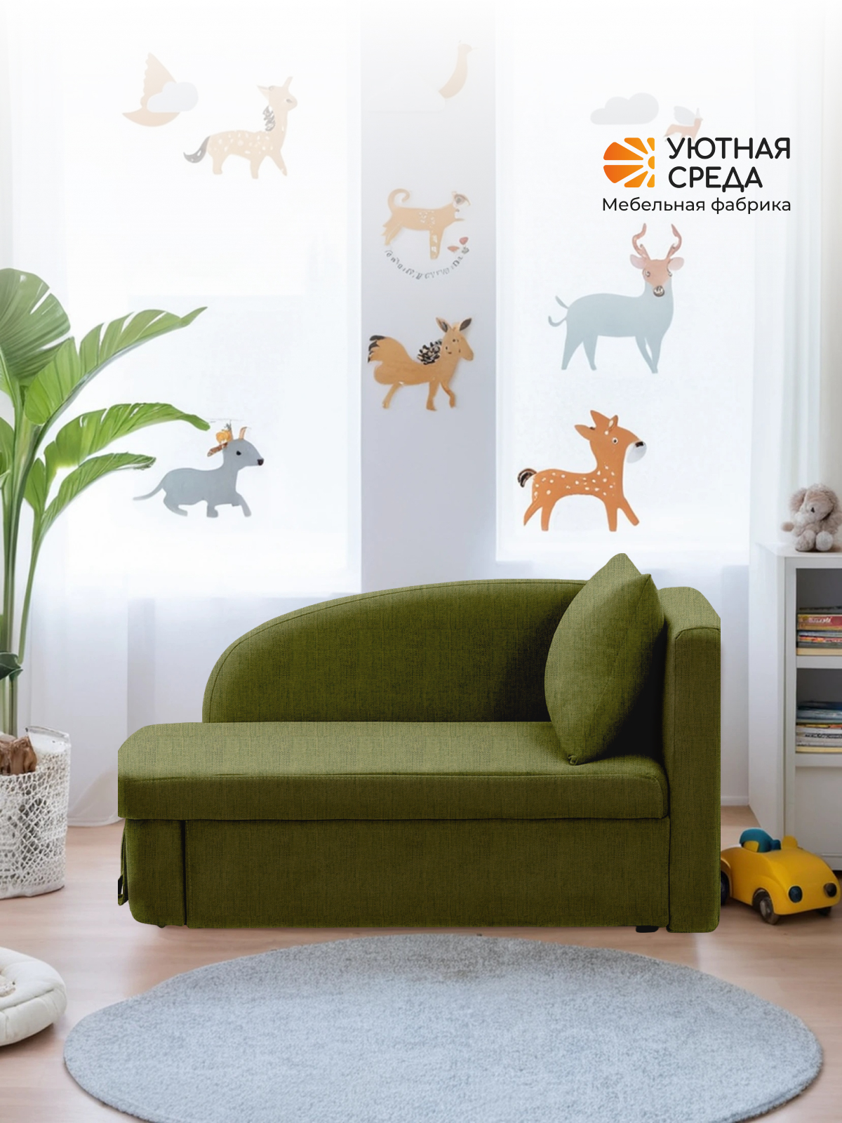 Диван Уютная среда рогожка зеленая правый зеленый - фото 16