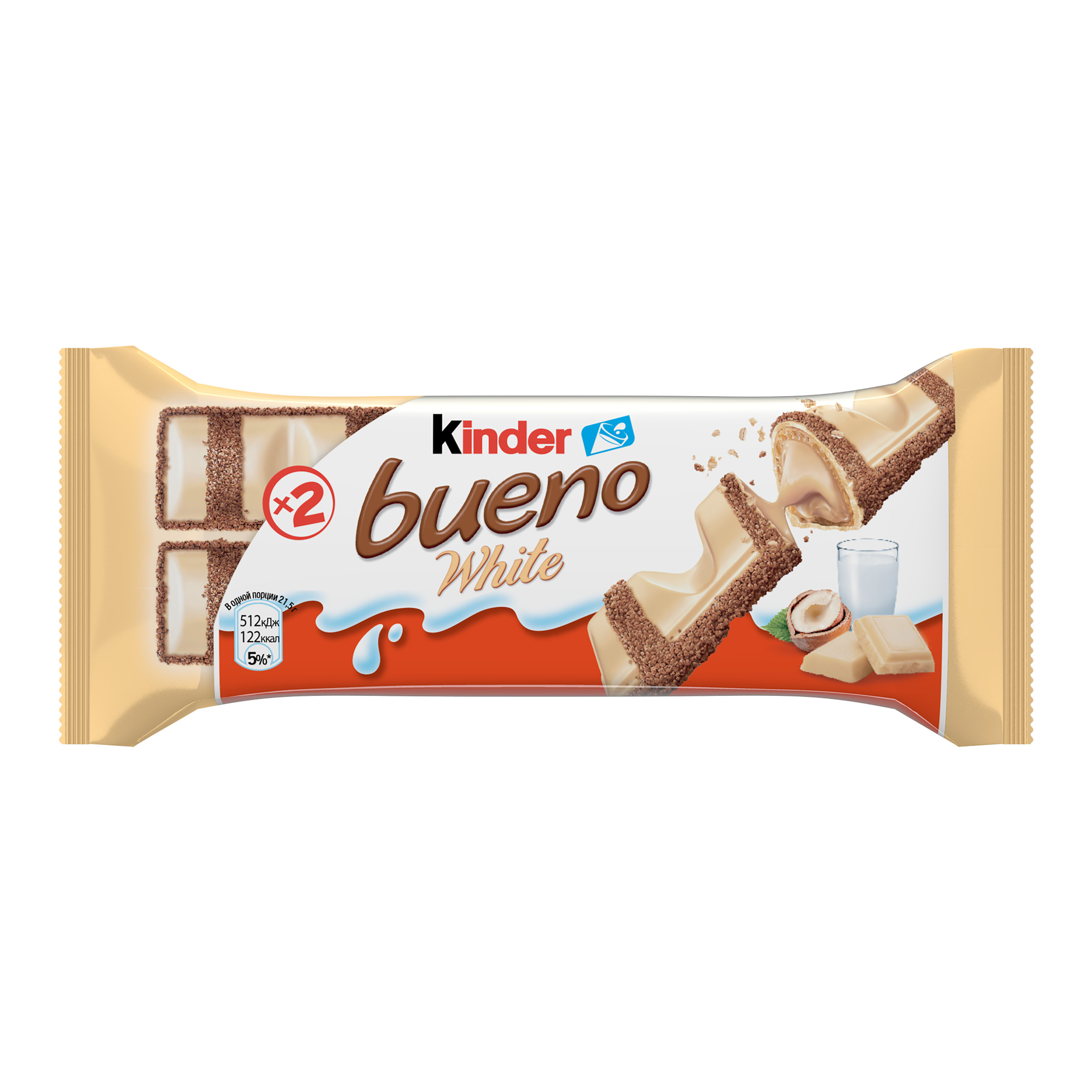 Изображение товара Батончик Kinder Bueno белый шоколад 39 г индивидуальная упаковка