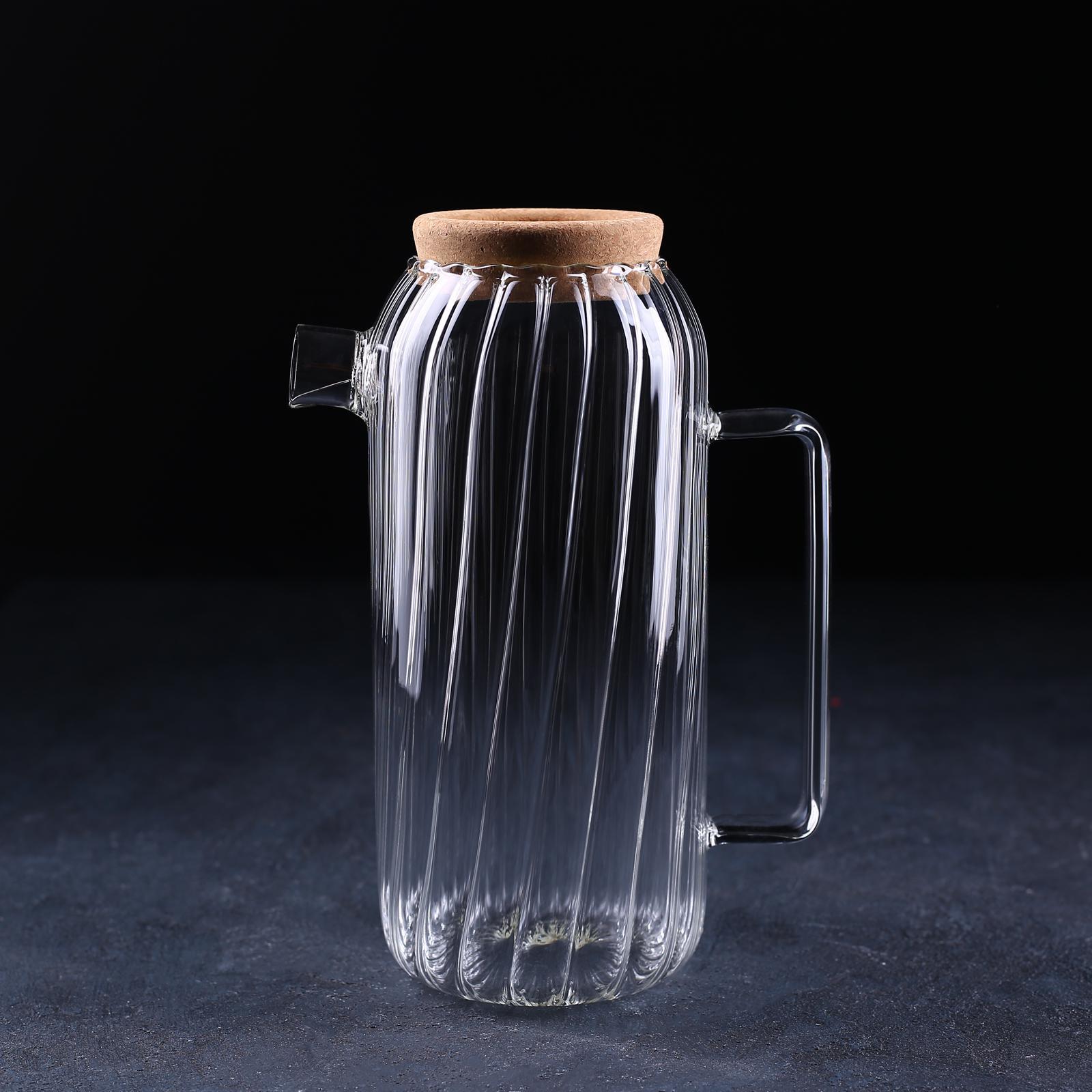 Кувшин стеклянный с пробковой крышкой Sima-Land «Эко», 1,6 л, 18×11×25 см - фото 1