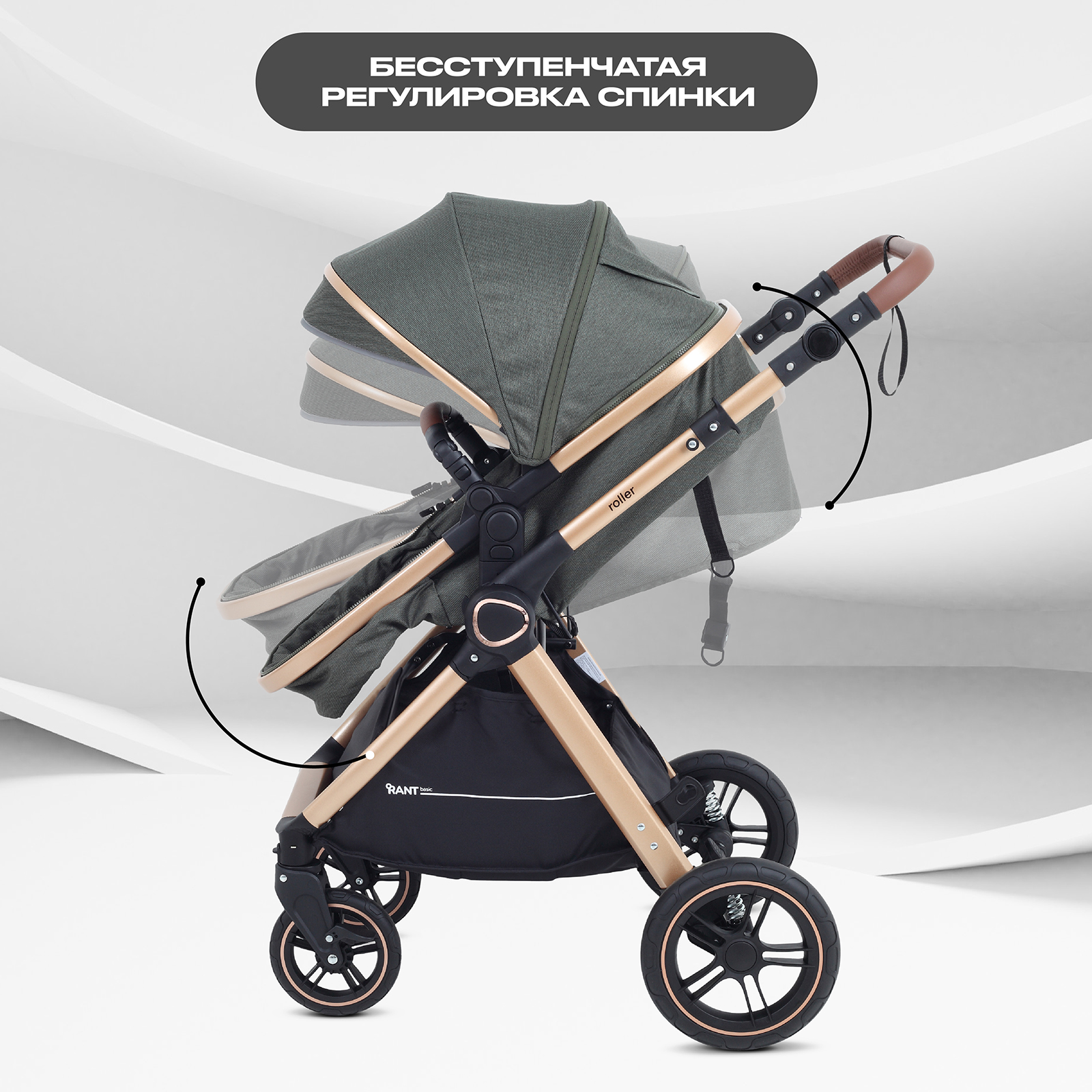 Коляска трансформер Rant Basic Roller Gold 2в1, olive зеленый - фото 6