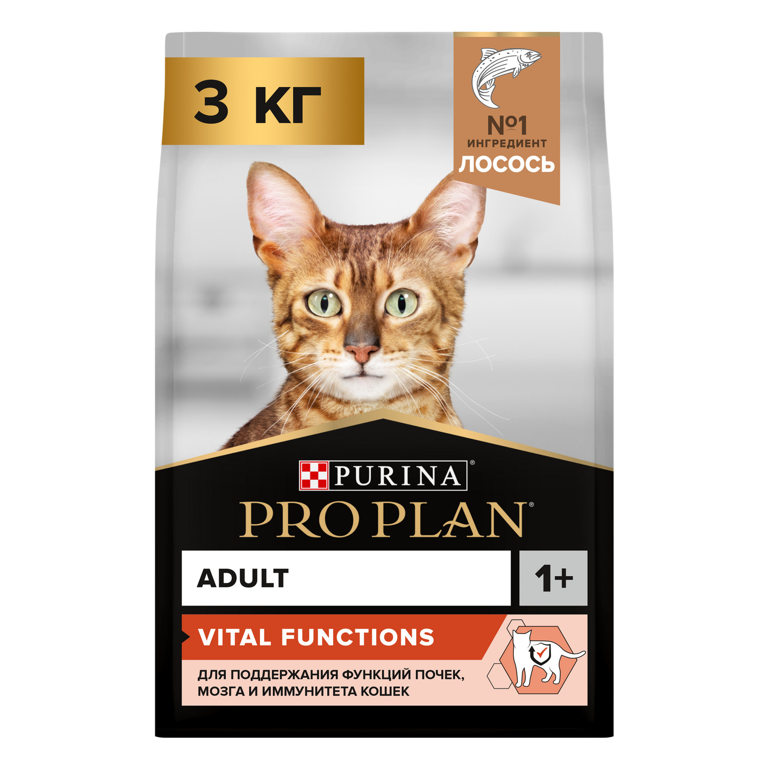 Корм сухой для кошек PRO PLAN 3кг с лососем - фото 1
