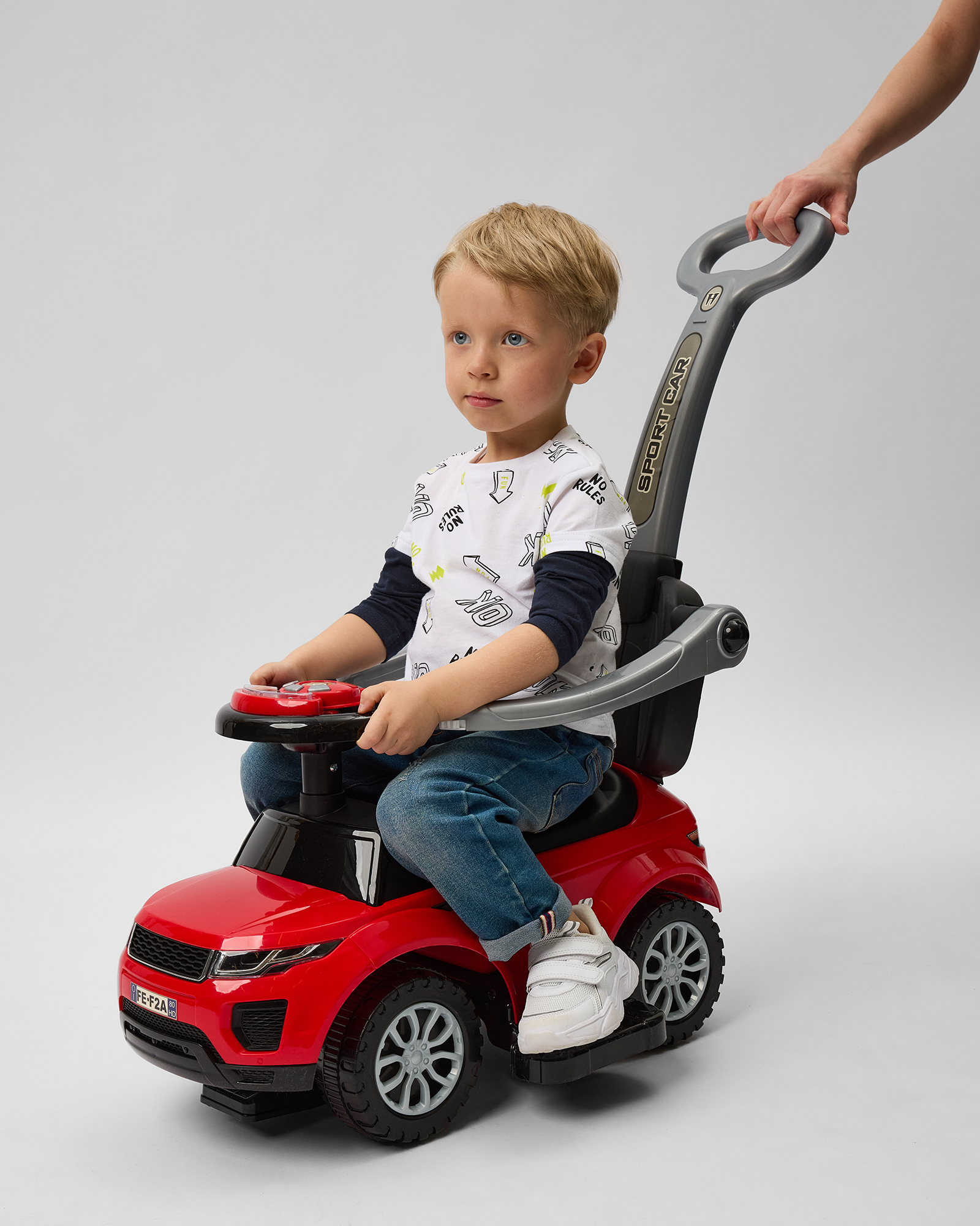 Каталка BabyGo с ручкой Красная 614W - фото 3
