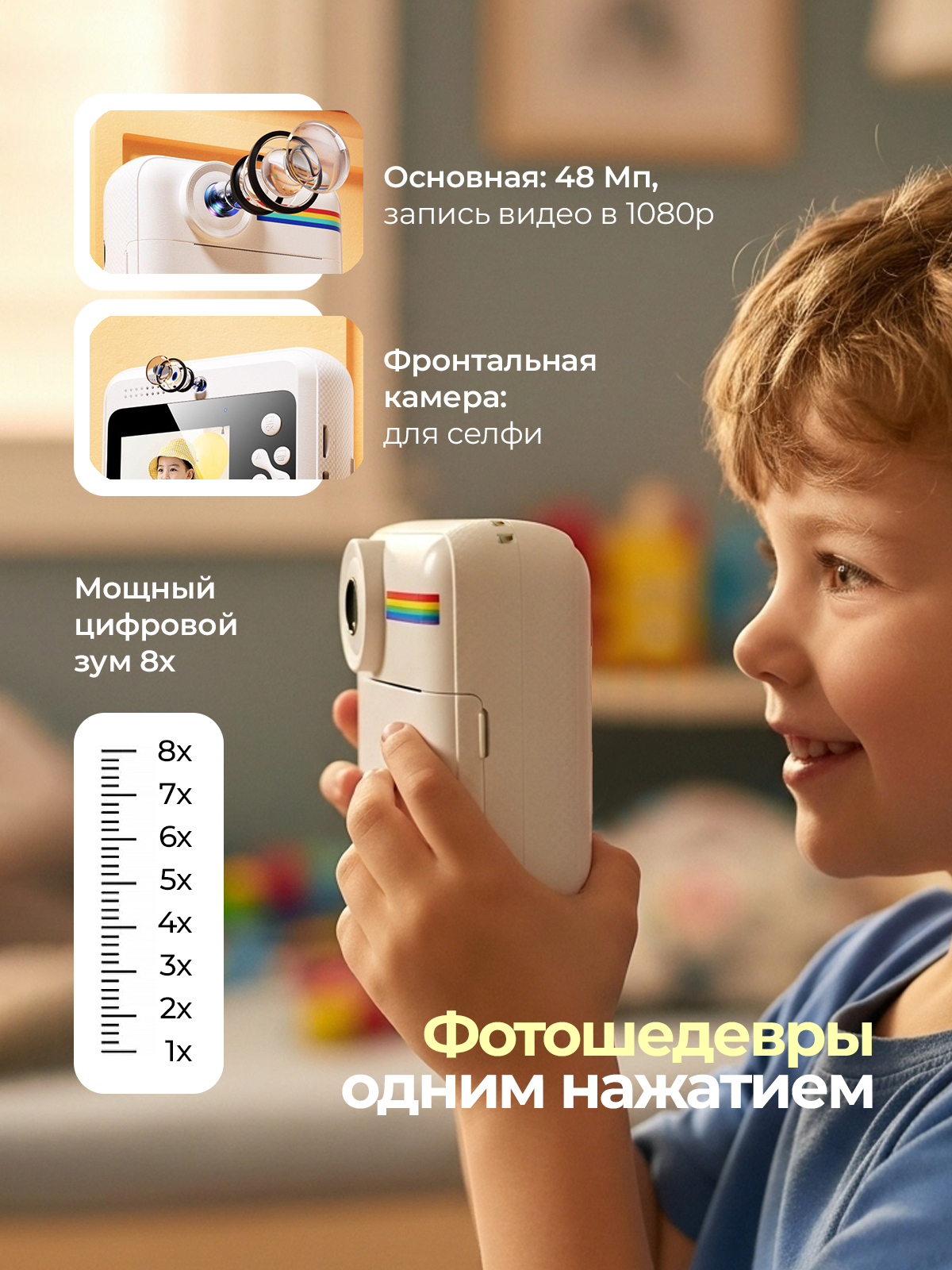 Фотоаппарат с мгновенной печатью Хевель цветной с Bluetooth - фото 3