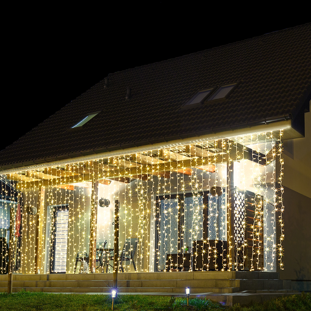 Электрогирлянда Vegas 31V Занавес 200 теплых LED ламп 20 нитей 2*2 м 8 режимов - фото 2