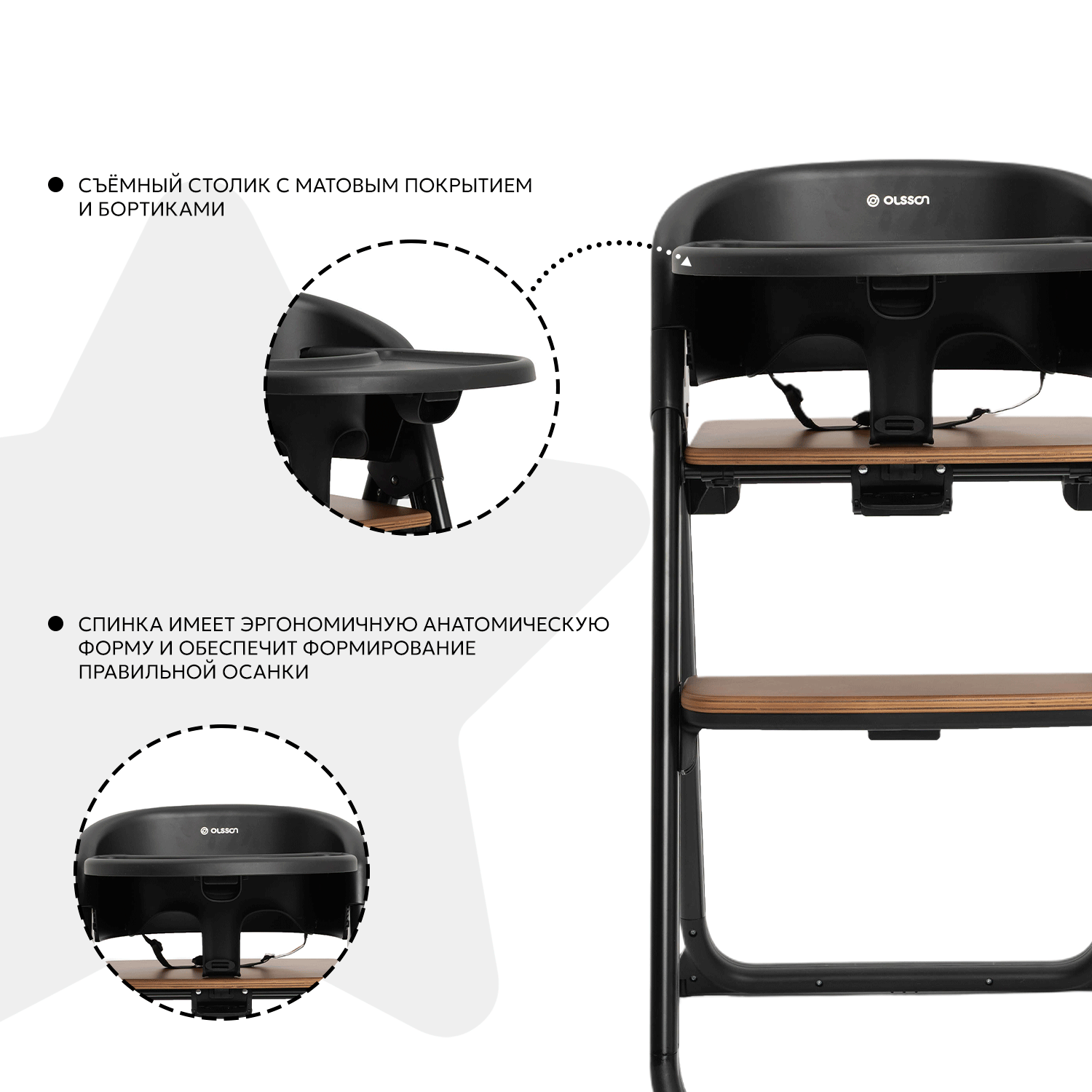 Стульчик для кормления Olsson Ingrid черный - фото 6
