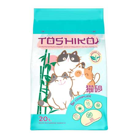Наполнитель для кошек Toshiko Зеленый чай комкующийся древесный 20л
