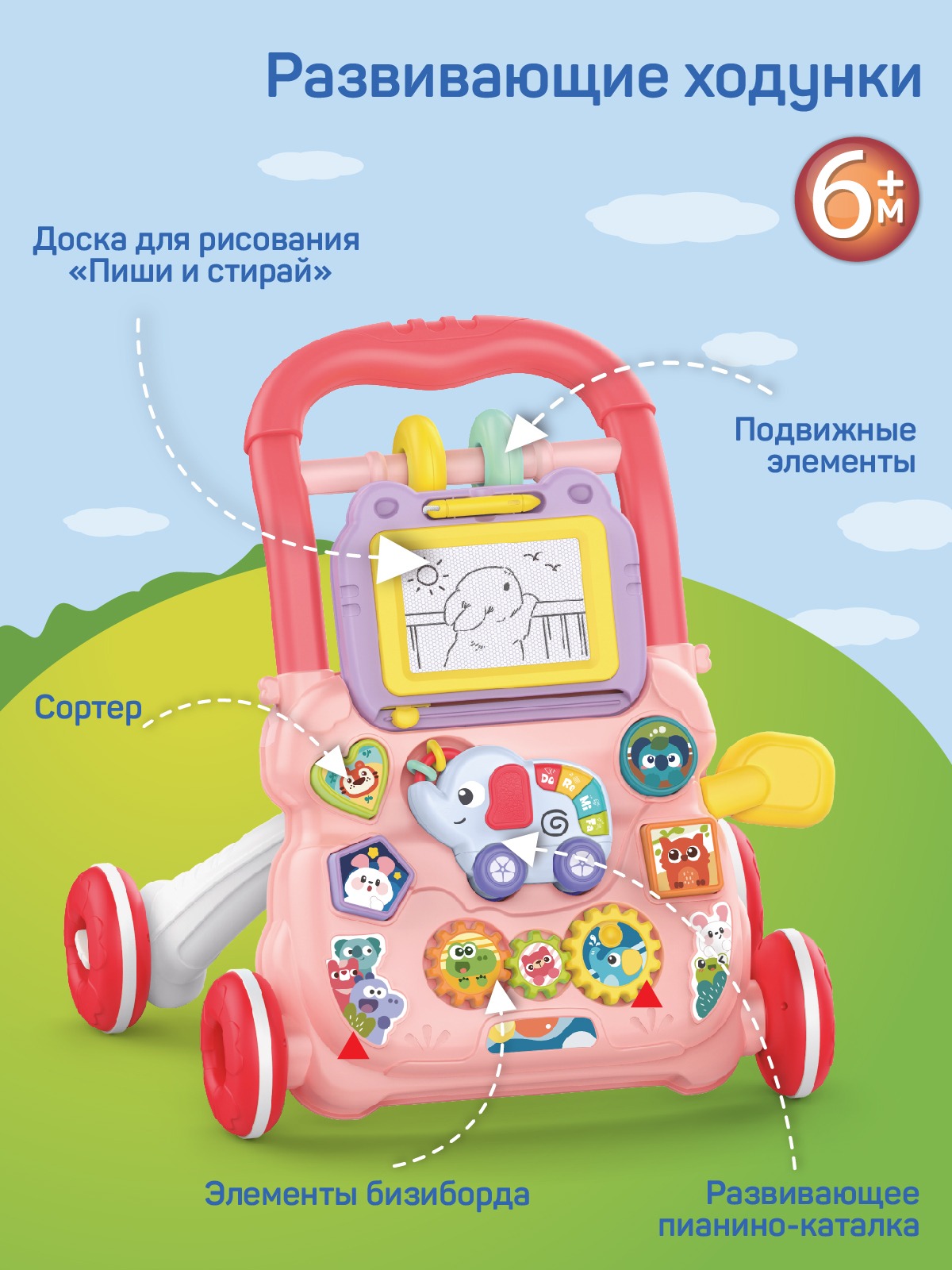Ходунки Smart Baby Музыкальный бизиборд - фото 2