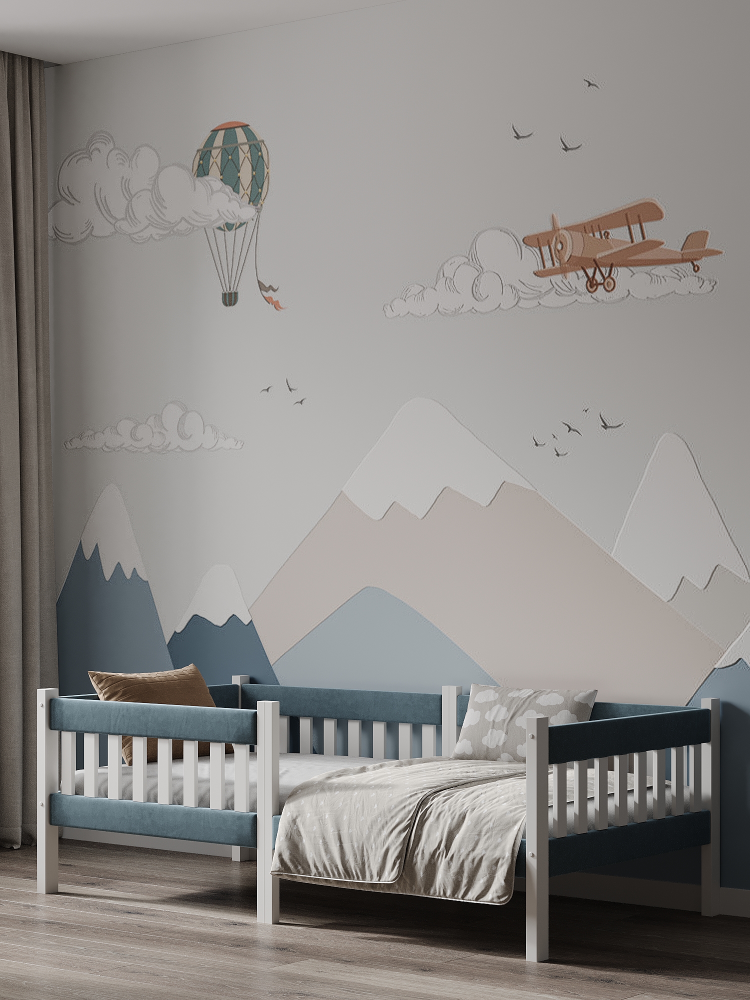 Кровать подростковая Moms charm (серый, синий) - фото 10