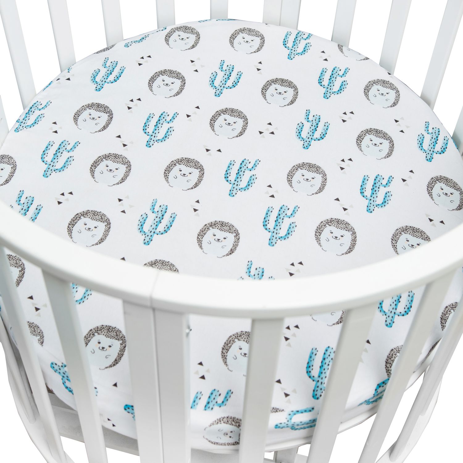 Простыня Amarobaby Ежики для круглой кровати, на резинке - фото 4