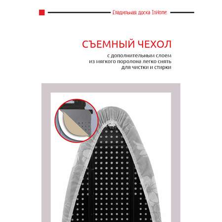 Гладильная доска InHome с розеткой и подставкой для утюга