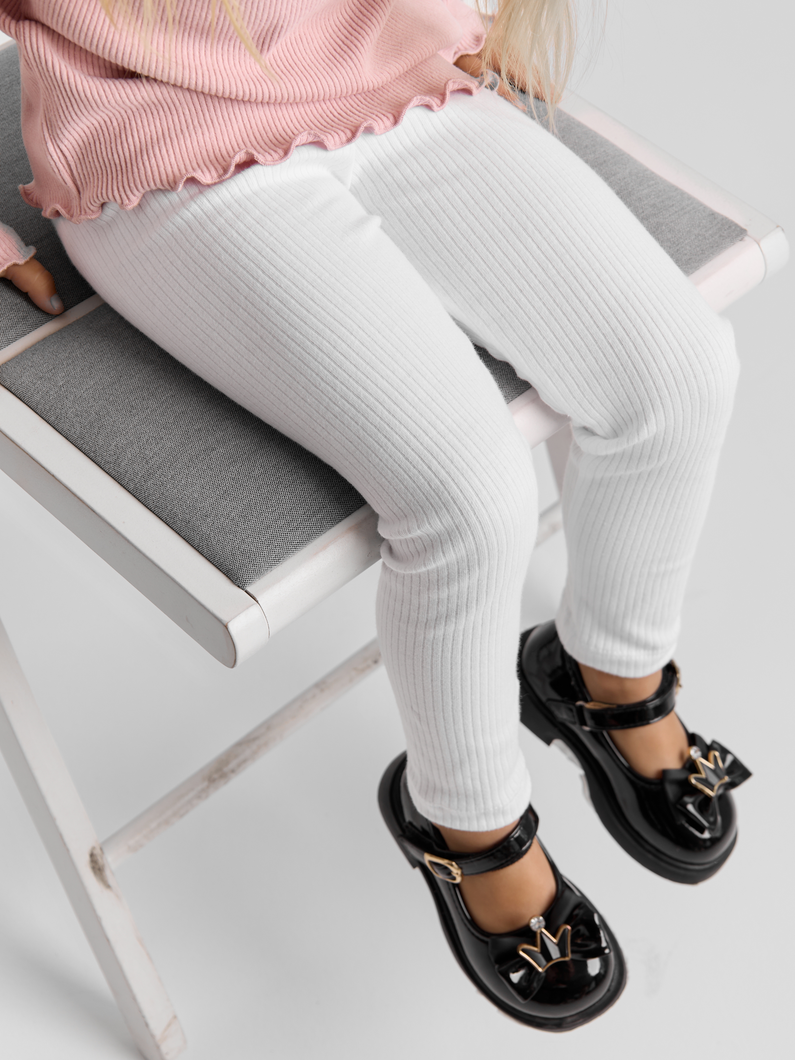 Леггинсы LEVA леггинсы для девочки_рубчик черный_белый - фото 11