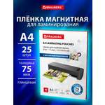 Пленка для ламинирования Brauberg А4 с магнитом для фото 25 штук 75 мкм
