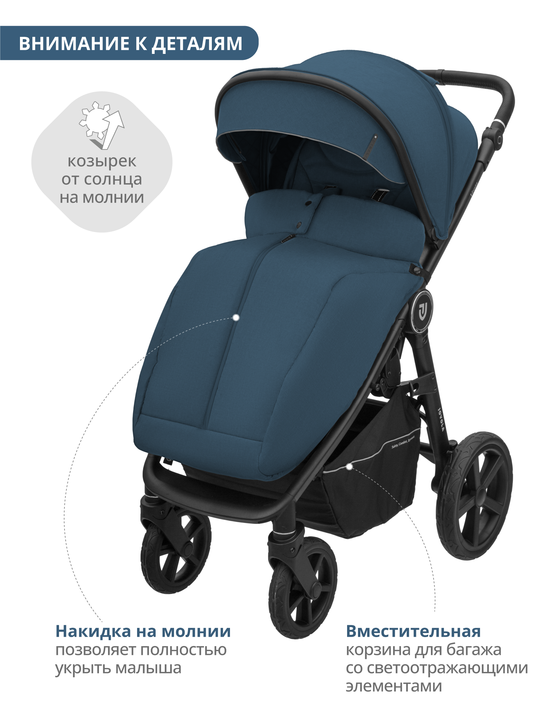 Коляска прогулочная JOVOLA VENTA синий - фото 2