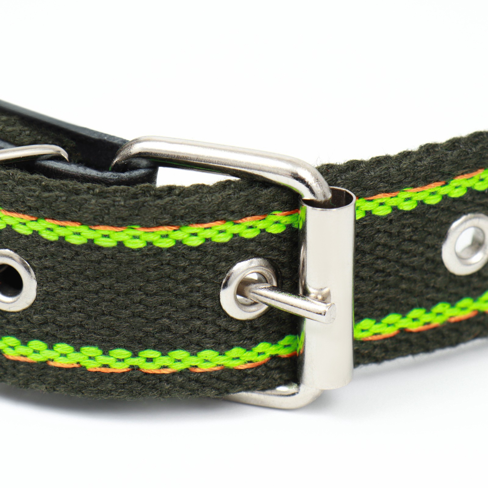 Ошейник Пижон брезентовый щенячий двухслойный 67 х 3 см хаки/зелёный - фото 4