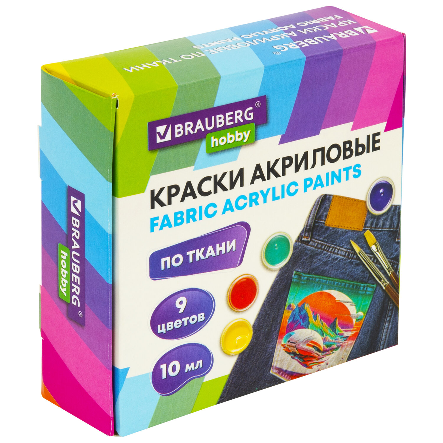 Краски акриловые Brauberg 9 цв. - фото 2