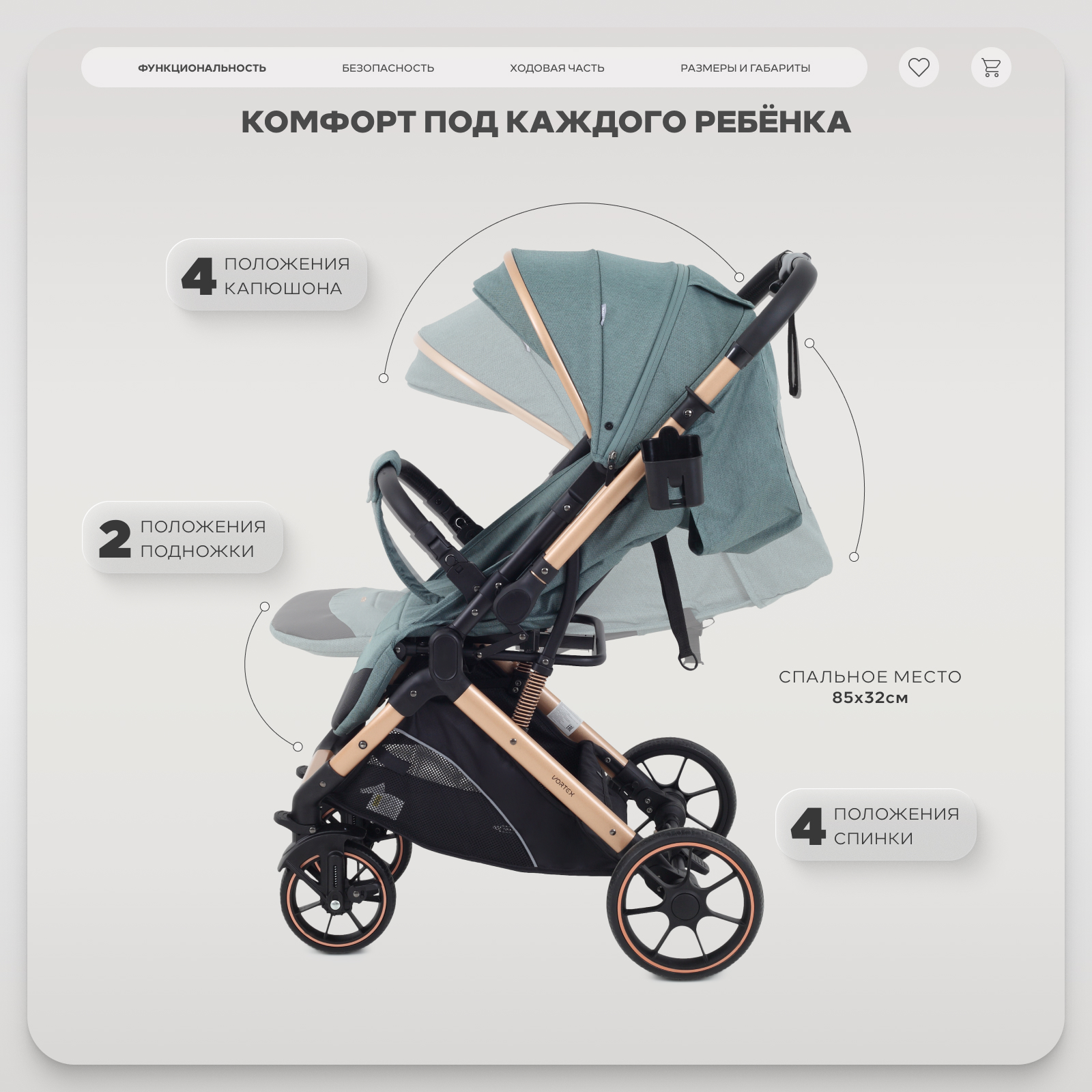 Коляска прогулочная Rant Basic Vortex бирюзовый - фото 3
