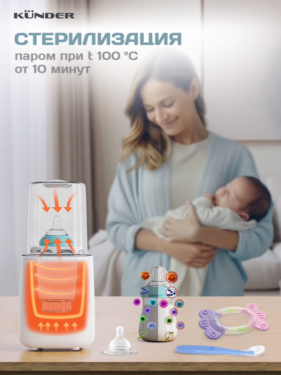 Подогреватель стерилизатор для бутылочек KUNDER паровой KNDR-7602 - фото 3