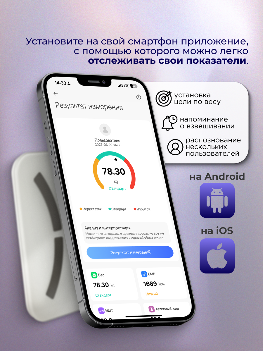 Электронные весы EVMEDIX 180 кг с Bluetooth белые - фото 3