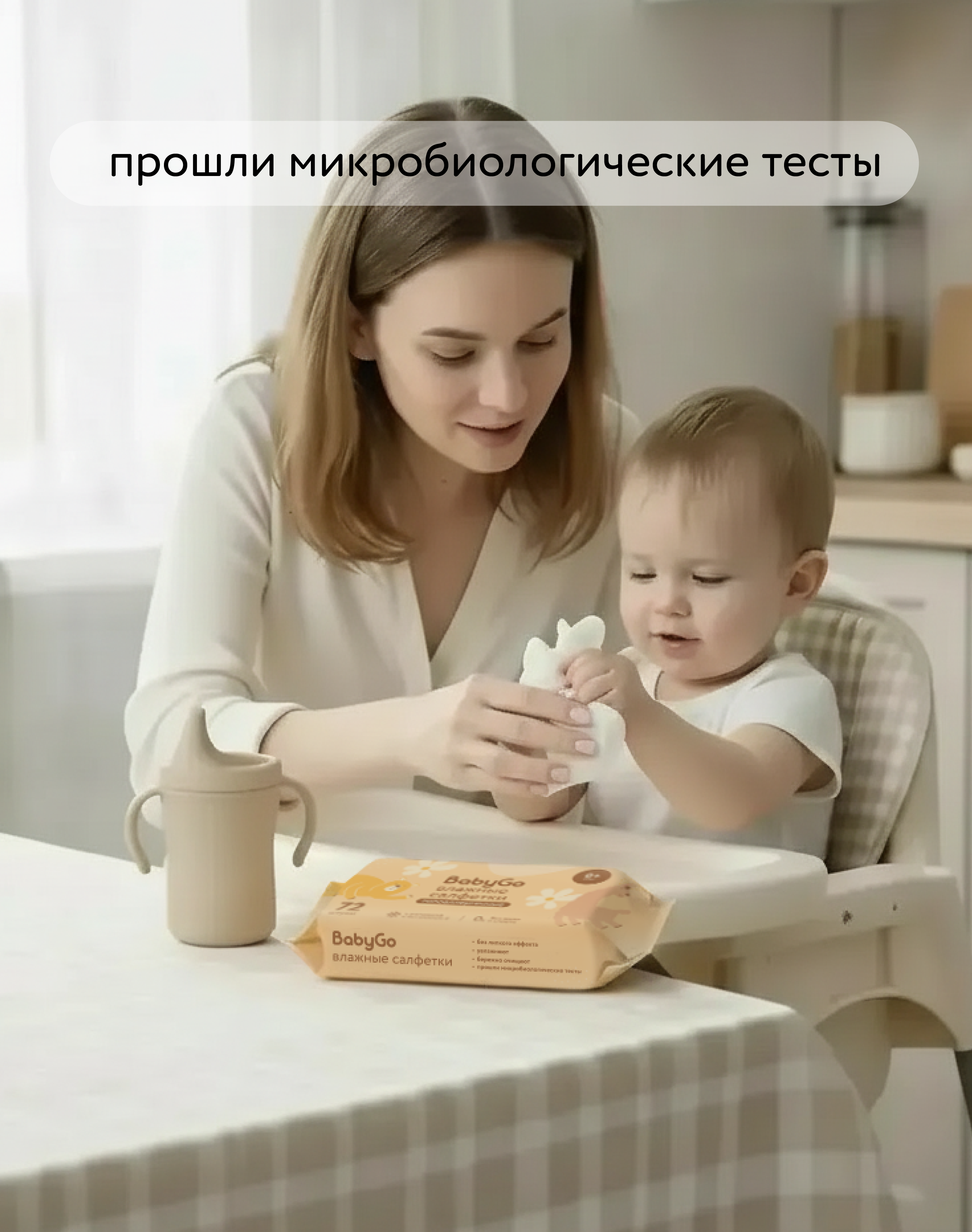 Влажные салфетки BabyGo 2 упак. 144 шт. - фото 4