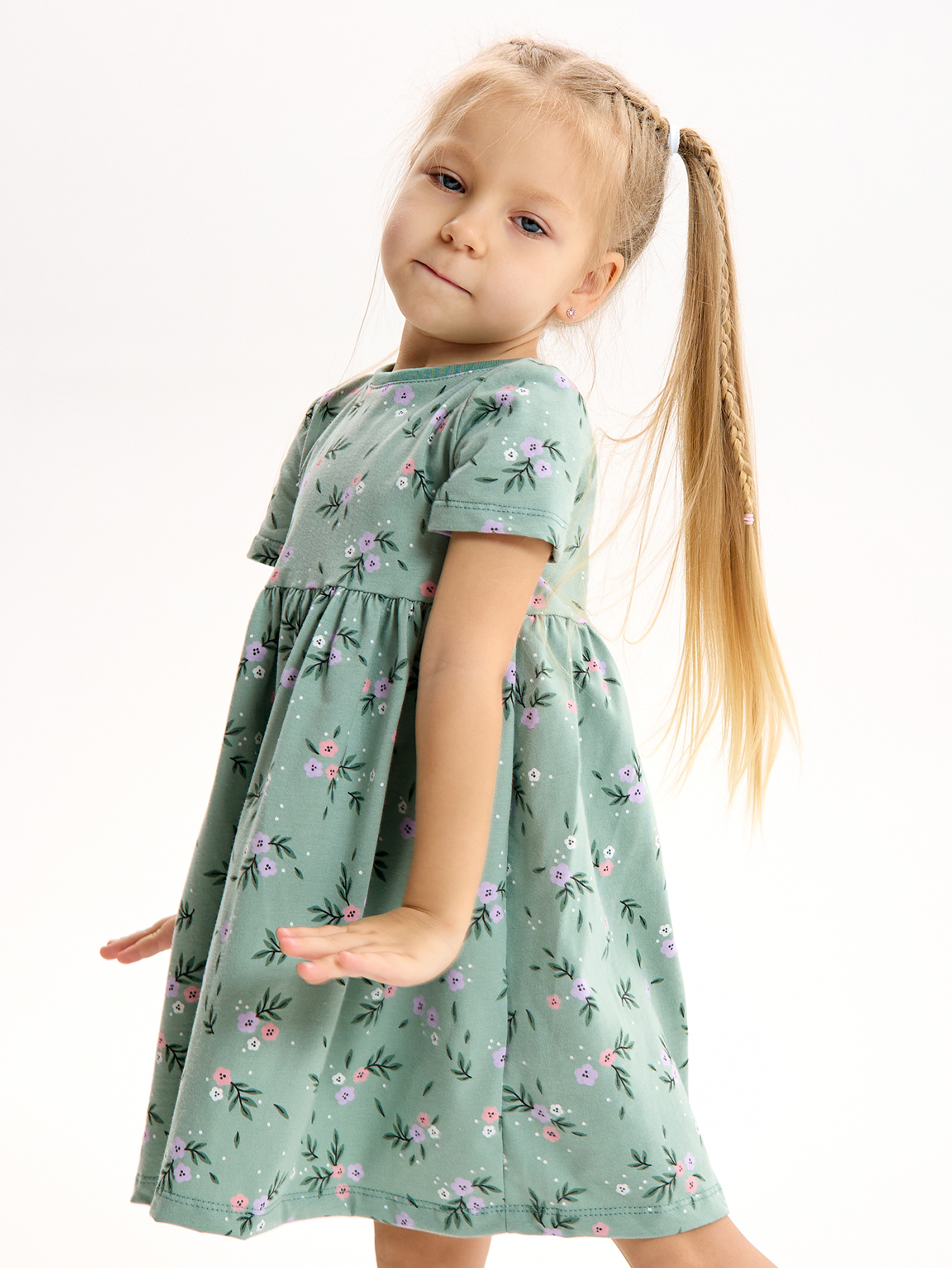 Платье LEVAKIDS платье для девочки с коротким рукавом_сказочные цветы - фото 2