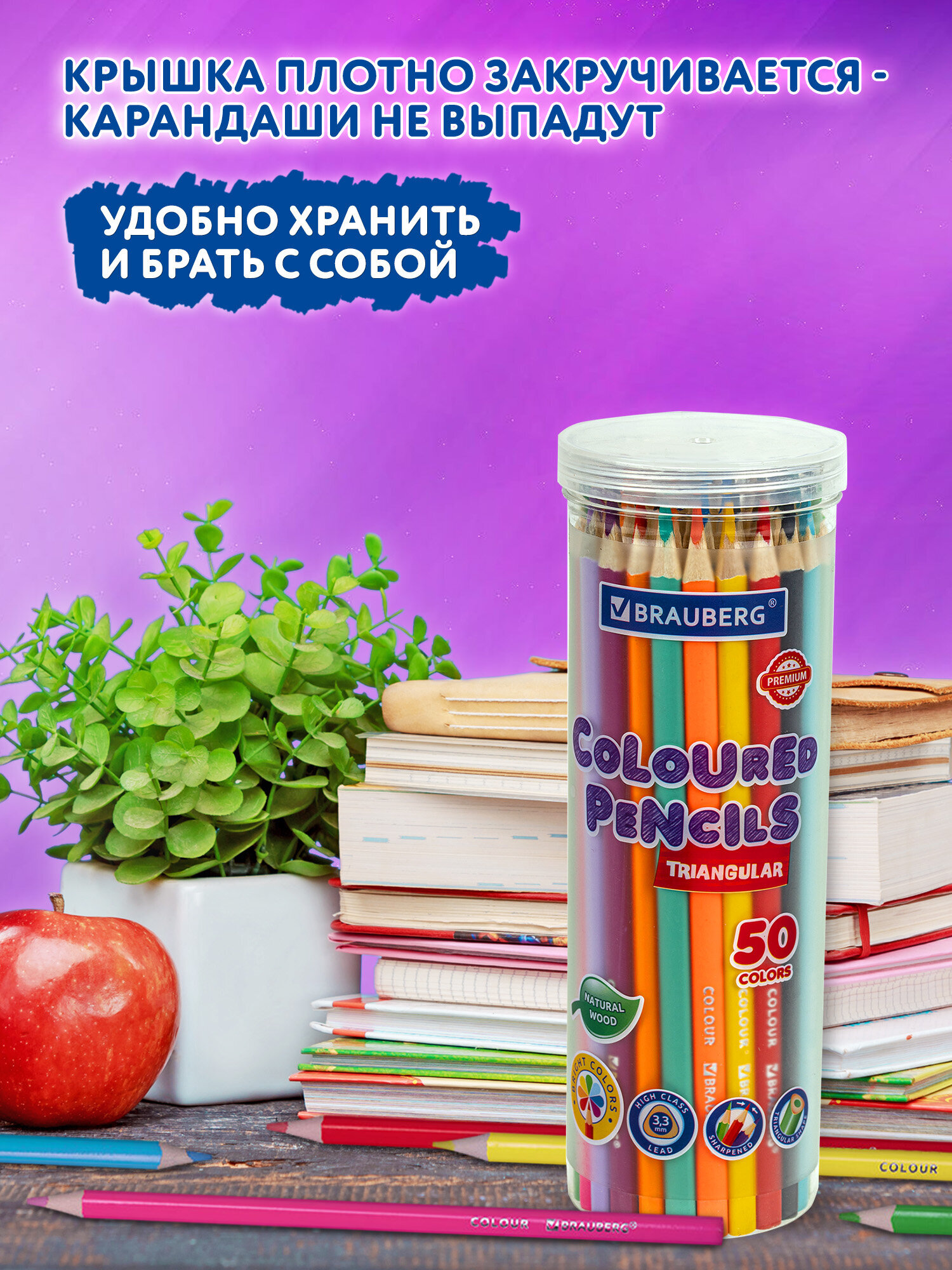 Карандаши цветные Brauberg 50 шт. - фото 6