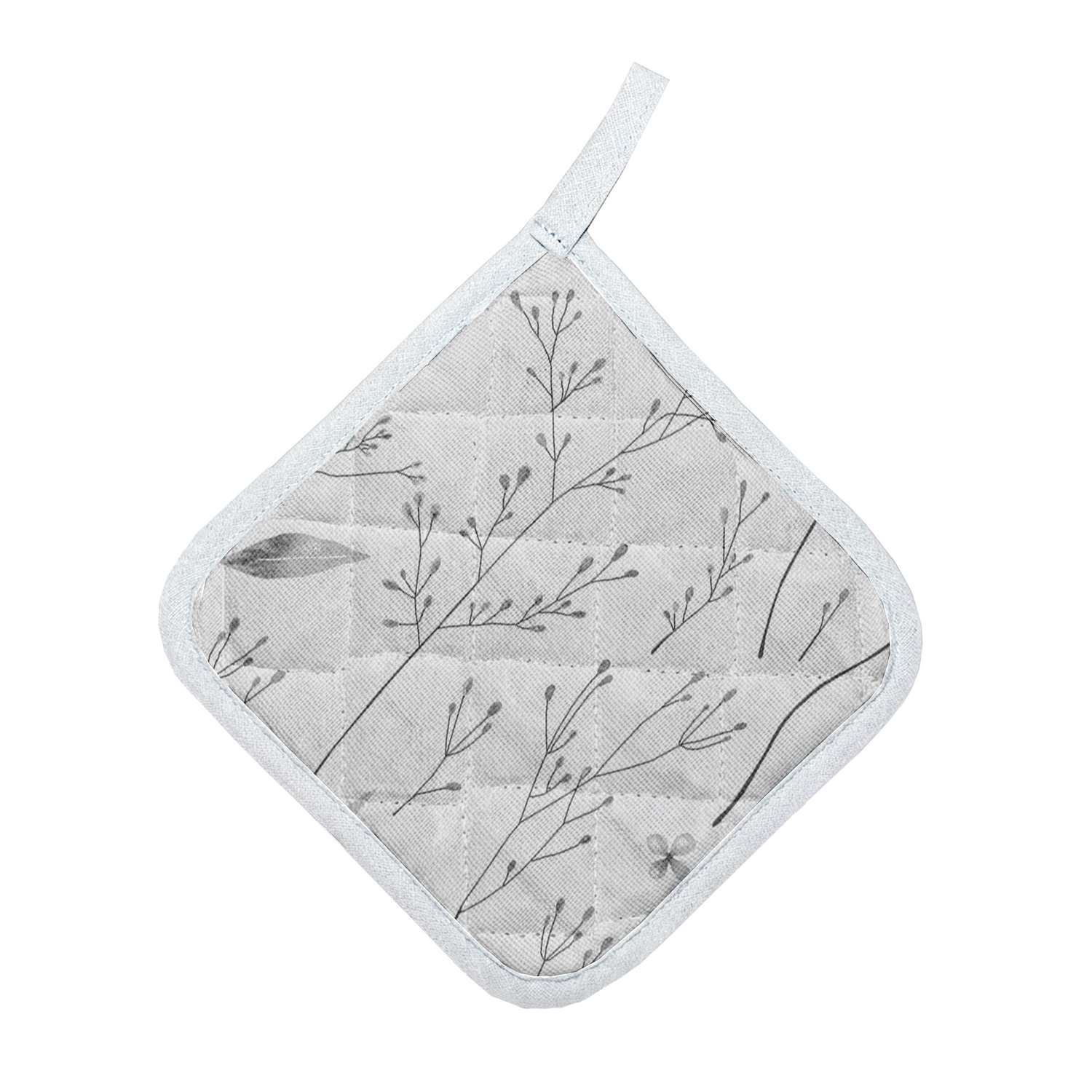 Прихватка стеганая Русский дом Гербарий серый 18*18см - фото 3