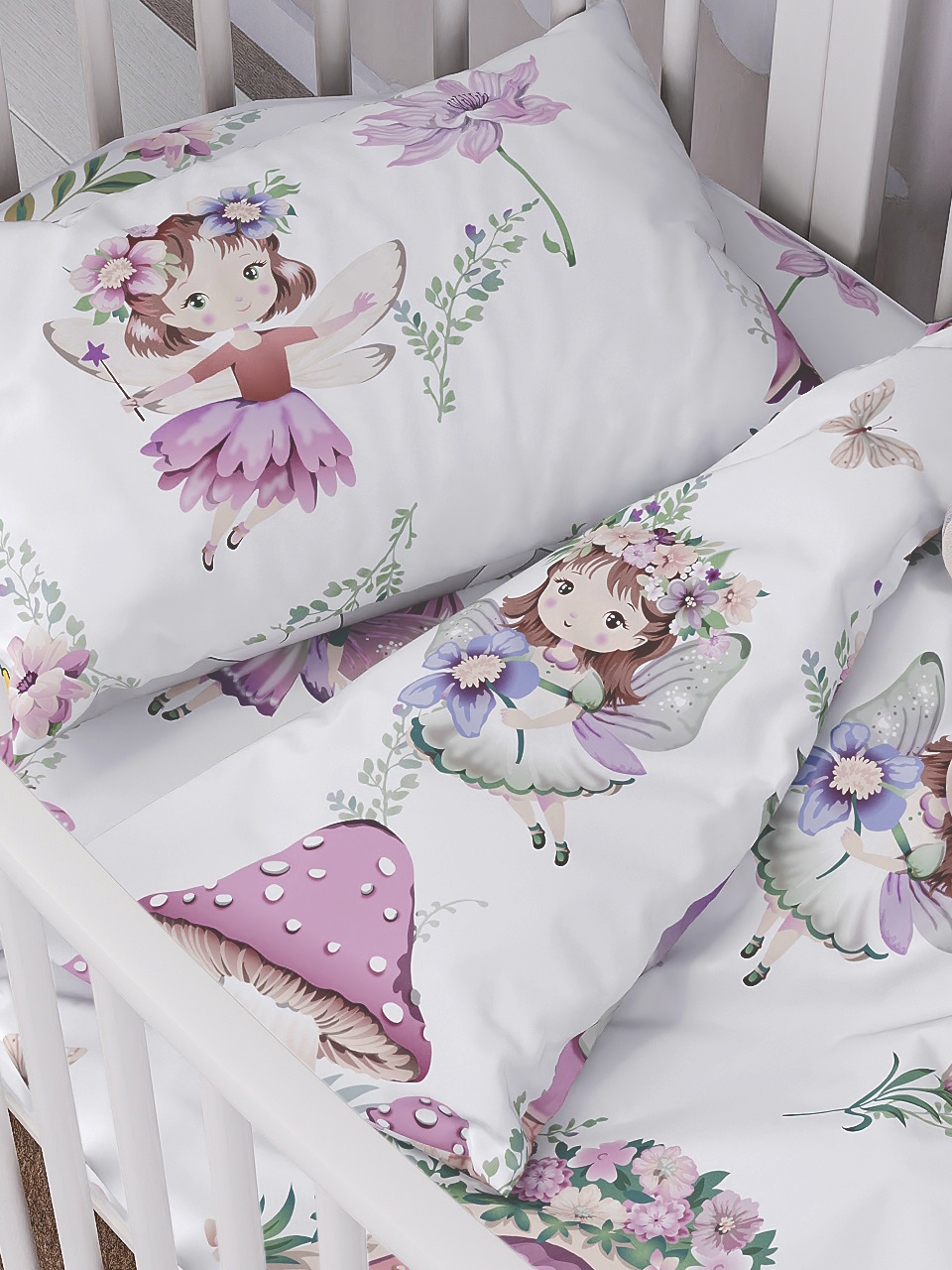 Комплект постельного белья Lemony kids в овальную кроватку Sandra Белый 3 предмета - фото 2