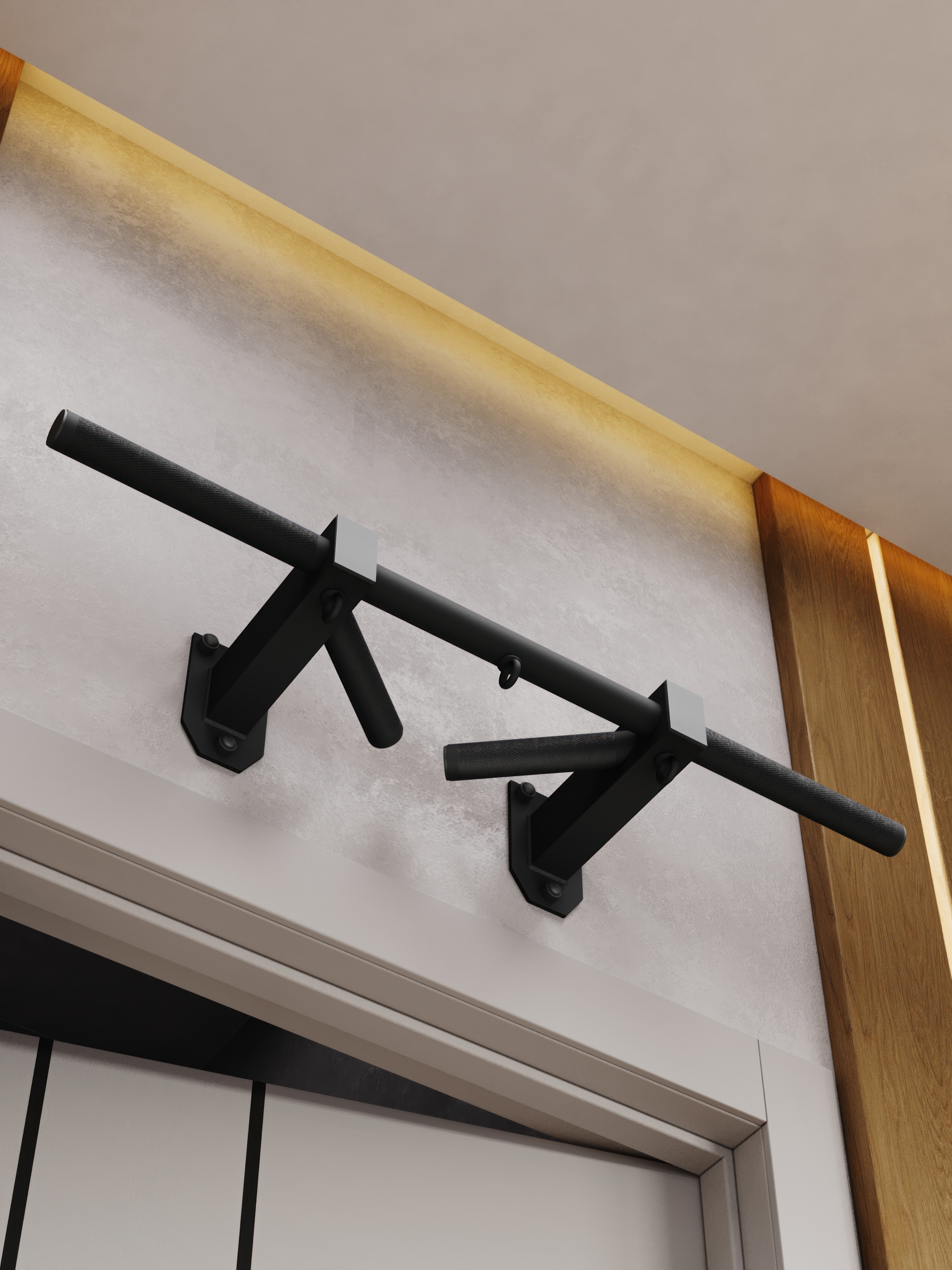 Турник наддверный "Бизон" BLACK - стальное рифление - фото 9